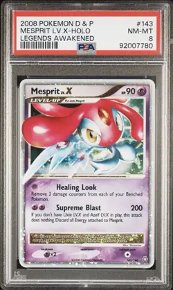 Mespirit 143 PSA 8 Level x Holo Legends Awakened Graded Pokemon Card NM-MT - Image 1