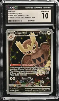 Noctowl Pokemon (2024) Black Star Promos 141 Stellar Crown Elite Trainer CGC 10 - Image 1