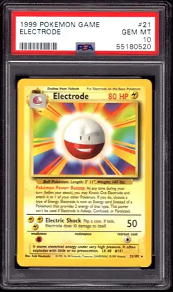 1999 Pokemon Electrode Unlimited 21/102 Base Set - PSA 10 - Image 1