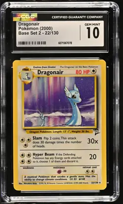 CGC 10 GEM MINT Dragonair 2000 Base Set 2 22/130 Pokemon Card - Image 1