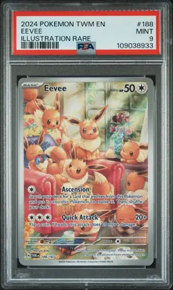 2024 Pokemon Twilight Masquerade Eevee #188 Illustration Rare PSA 9 Mint - Image 1