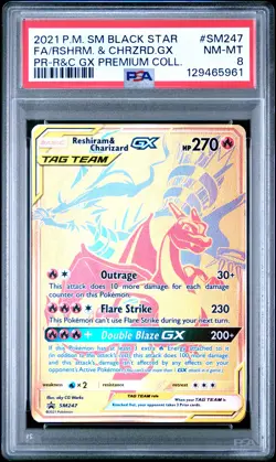 PSA 8 Pokemon TCG 2021 Sm Black Star Promo #SM247 Fa/Rshrm. & Chrzrd.Gx NM-MT - Image 1