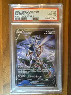 Arceus V (Alternate Full Art) 166/172 Swsh09 Brilliant Stars Holo PSA 10 Pokemon - Image 1