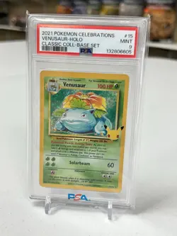 2021 POKEMON CELEBRATIONS VENUSAUR HOLO CLASSIC BASE SET PSA 9 - Image 1
