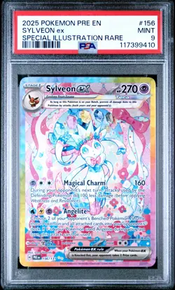 2025 POKEMON PRE EN-PRISMATIC EVOLUTIONS #156 SYLVEON EX PSA 9 - Image 1