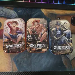 One Piece TCG: Vol 2 Tin Pack - Set Of 3 OPENED TINS (NO PACKS, NO PROMO CARDS) - Image 1