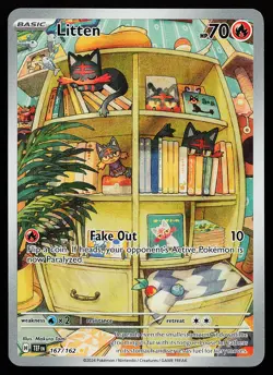 Litten 167/162 Holo Illustration Rare Temporal Forces Pokemon Card - Image 1