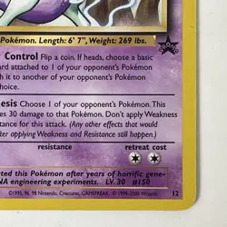 Pokemon Card Mewtwo Black Star Promo # 12 WOTC Non Holo Vintage - Image 4