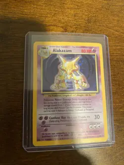 Alakazam 1/102 Base Set Holo Rare Unlimited Pokemon TCG Card LP/MP+ Condition - Image 1