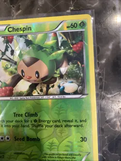 Pokemon Card Chespin 9/162 Breakthrough Set Reverse Holo 2015 Snorlax Background - Image 2
