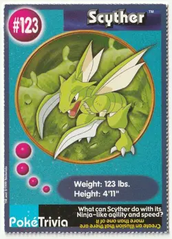 1999 Vintage Scyther, Pokemon Poketriva Burger King Movie Card 123 / 151 Gen 1 - Image 1