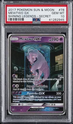 2017 POKEMON SUN & MOON SHINING LEGENDS SECRET #78 MEWTWO GX PSA 10 - Image 1