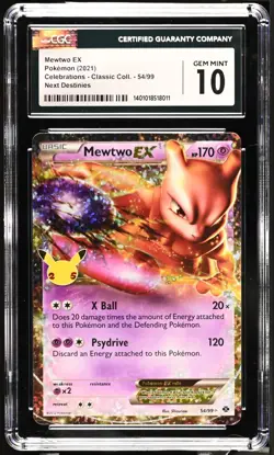 CGC 10 Mewtwo EX 54/99 Holo Pokemon Celebrations 25th Anniversary Sword & Shield - Image 1