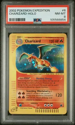 Pokemon 2002 Expedition Charizard #6 Holo PSA 8 NM-MT - Image 1