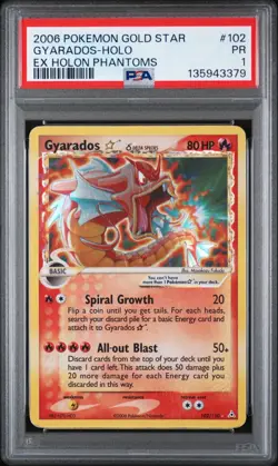 PSA 1 2006 EX Holon Phantoms Gyarados GOLD STAR Holo 102/110 Pokemon Card - Image 1
