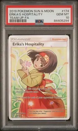 Pokemon PSA 10 Erika's Hospitality 174/181 Sun & Moon Team Up Full Art Mint - Image 1