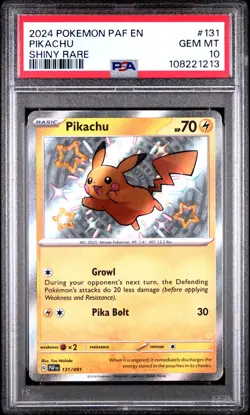 Pikachu Shiny Rare 131/091 Paldean Fates Pokemon 2024 PSA 10 Gem Mint - Image 1