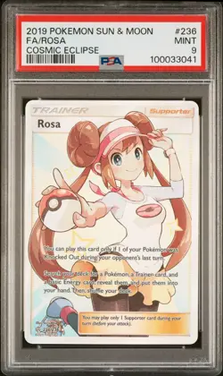 2019 POKEMON SUN & MOON COSMIC ECLIPSE #236 FULL ART/ROSA PSA 9 - Image 1