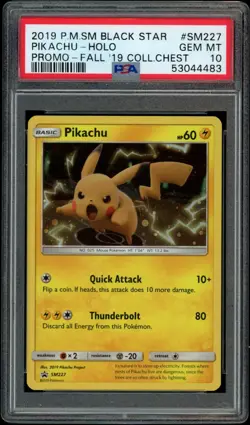 Pokemon Pikachu TCG SM227 Black Star Promo Holo Card 2019 PSA 10 GEM MINT - Image 1