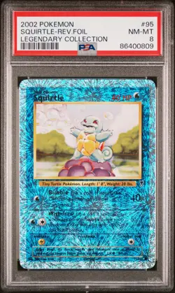 2002 POKEMON LEGENDARY COLLECTION #95 SQUIRTLE-REVERSE FOIL PSA 8 NM-MT - Image 1