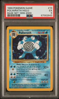 POKEMON POLIWRATH HOLO BASE SET 1999-2000 4TH UK PRINT #13 PSA 5 - Image 1