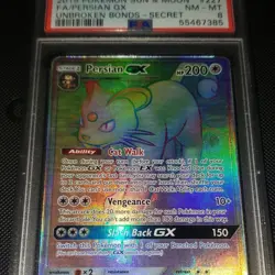 Pokemon Persian GX 227/214 Unbroken Bonds Secret Rare Full Art Holo PSA 8 - Image 1