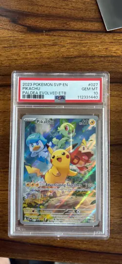 2023 POKEMON SV: SCARLET & VIOLET PROMO #027 PIKACHU HOLO PSA 10 - Image 1