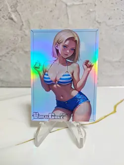 Android 18 Trading Card Waifu Goddess Story Anime Girl holo Karte Manga Full Art - Image 1