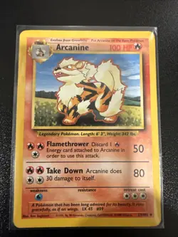 Pokemon TCG Arcanine Base Set Uncommon Card 23/102 MP Vintage - Image 1