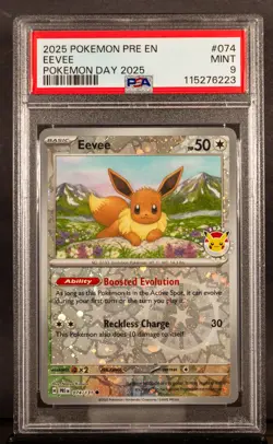 115276223 Eevee 2025 Pokemon PRE EN 074 Pokemon Day 2025 PSA 9 - Image 1