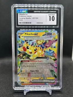 💥CGC GEM MINTO 10💥PIKACHU EX POKEMON SURGING SPARKS 057/191 - Image 1