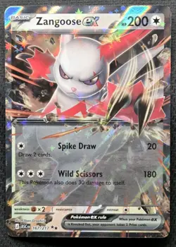 Pokemon Zangoose EX Ascended Heroes Double Rare Holo Card 167/217 NM Pack Fresh! - Image 1