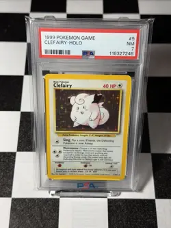 1999 POKEMON BASE SET UNLIMITED 5/102 CLEFAIRY RARE HOLO PSA 7 - Image 1