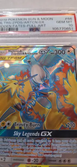 Pokemon- Tag Team Moltres/Zapdos/Articuno GX- FA Holo #66 - Hidden Fates- PSA 10 - Image 4