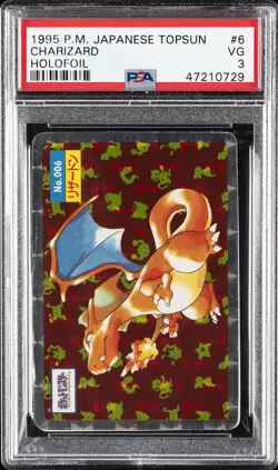 1997 POKEMON JPN TOPSUN FOIL #6 CHARIZARD PSA 3 - Image 1