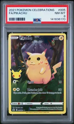 2021 POKEMON CELEBRATIONS #005 FULL ART/PIKACHU PSA 8 - Image 1