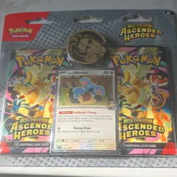Pokemon TCG Mega Evolution Ascended Heroes Larry Komala Promo, 2 Packs, Coin - Image 1