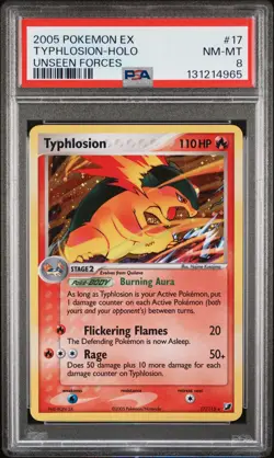 2005 POKEMON EX UNSEEN FORCES #17 TYPHLOSION-HOLO PSA 8 - Image 1
