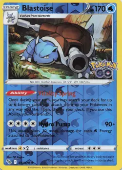 Blastoise Holo Rare Reverse Holo Pokemon GO 017/078 NM - Image 1