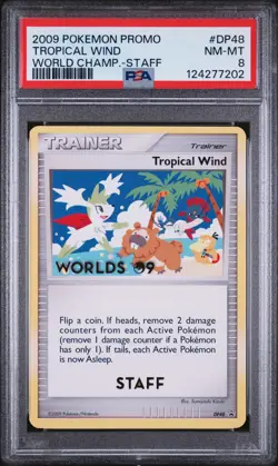 2009 POKEMON WORLD CHAMPIONSHIPS PROMO STAFF #DP48 TROPICAL WIND PSA 8 - Image 1