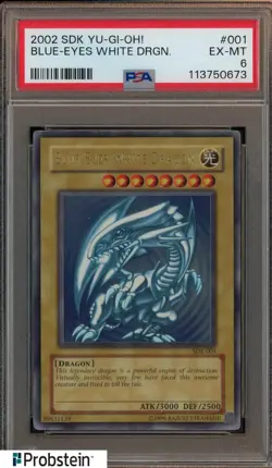 2002 Yu-Gi-Oh! SDK #001 Blue Eyes White Dragon PSA 6 EX-MT - Image 1