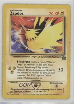 Zapdos German Pokemon WOTC Black Star #23 1999 - Image 1