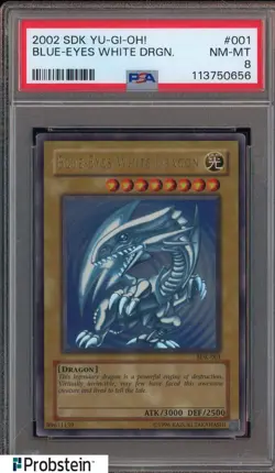 2002 Yu-Gi-Oh! SDK #001 Blue Eyes White Dragon PSA 8 NM-MT - Image 1