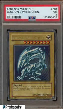2002 Yu-Gi-Oh! SDK #001 Blue Eyes White Dragon PSA 3 VG - Image 1