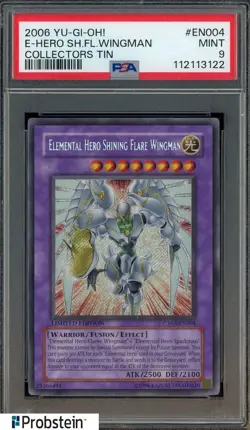 2006 YU-GI-OH! COLLECTORS TIN EN004 ELEMENTAL HERO SHINING FLARE WINGMAN PSA 9 - Image 1