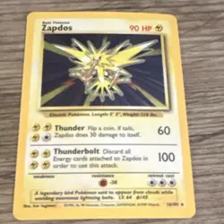 Pokemon Zapdos Base Set Holo Rare 016/102 90 HP English Card - Image 1