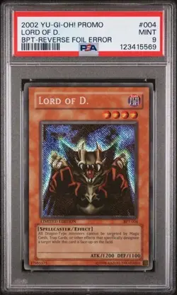 2002 Yu-Gi-Oh! Lord of D. BPT-004 Secret Rare Reverse Foil Error PSA 9 - Image 1