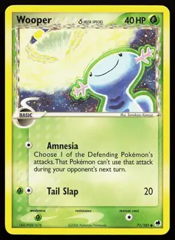 Wooper 71/101 Common Dragon Frontiers Pokemon Card - Image 1