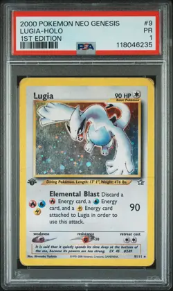 2000 POKEMON NEO GENESIS 1ST ED #9 LUGIA-HOLO PSA 1 - Image 1