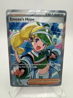 Pokemon Emcee's Hype 220/182 Sv10: Destined Rivals Full Art Ultra Rare Holo - Image 1